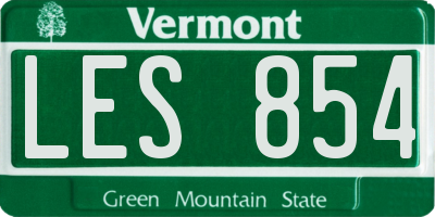 VT license plate LES854