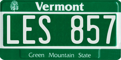 VT license plate LES857