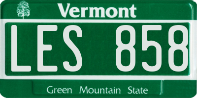 VT license plate LES858