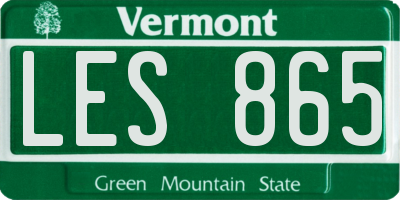 VT license plate LES865