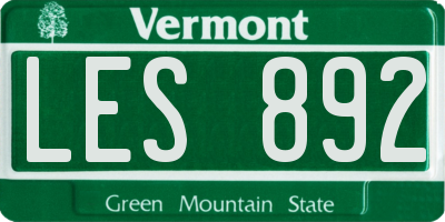 VT license plate LES892