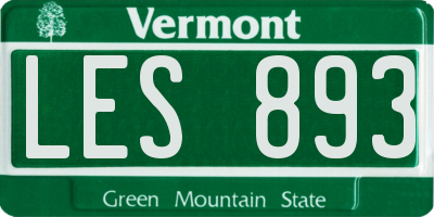 VT license plate LES893
