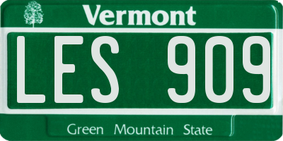 VT license plate LES909