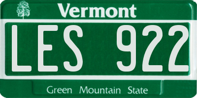 VT license plate LES922