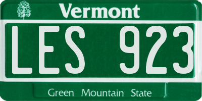 VT license plate LES923