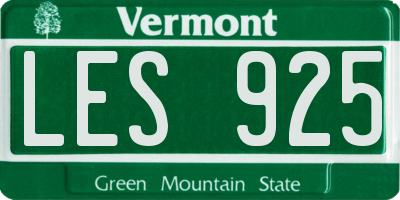 VT license plate LES925