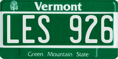 VT license plate LES926