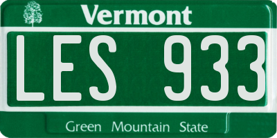 VT license plate LES933