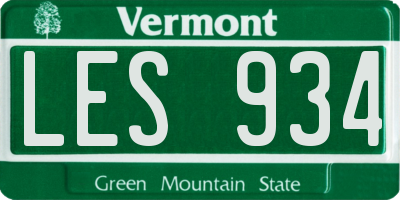 VT license plate LES934
