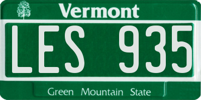 VT license plate LES935