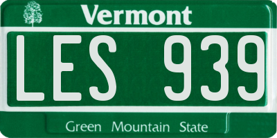VT license plate LES939