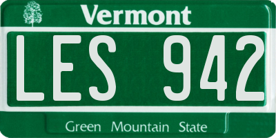 VT license plate LES942