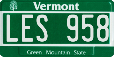 VT license plate LES958