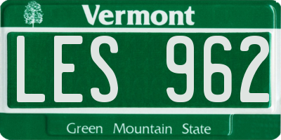 VT license plate LES962
