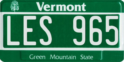 VT license plate LES965