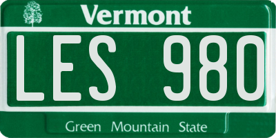 VT license plate LES980