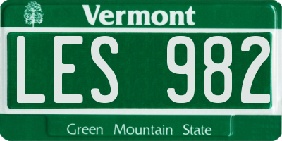 VT license plate LES982