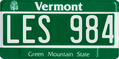 VT license plate LES984
