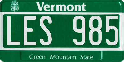 VT license plate LES985