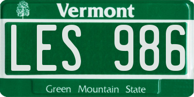 VT license plate LES986