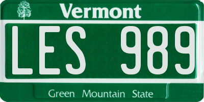 VT license plate LES989