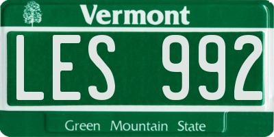 VT license plate LES992