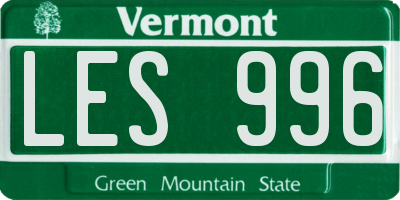 VT license plate LES996