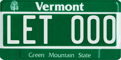 VT license plate LET000