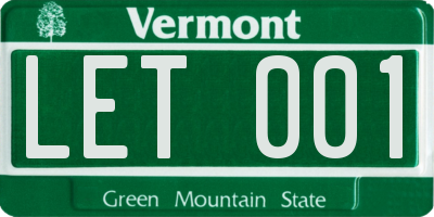 VT license plate LET001