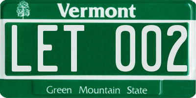 VT license plate LET002