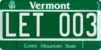 VT license plate LET003