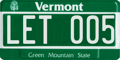 VT license plate LET005