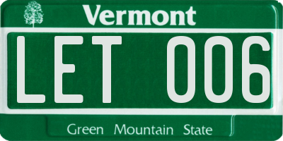 VT license plate LET006