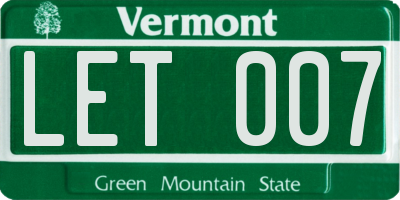 VT license plate LET007