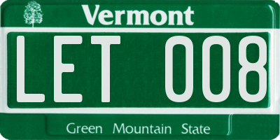 VT license plate LET008