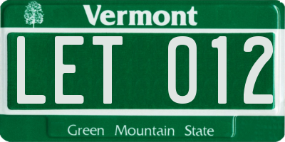 VT license plate LET012