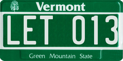 VT license plate LET013