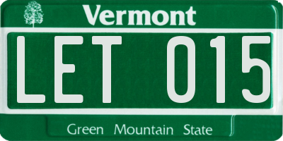 VT license plate LET015