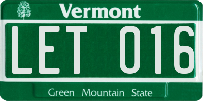 VT license plate LET016