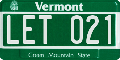 VT license plate LET021