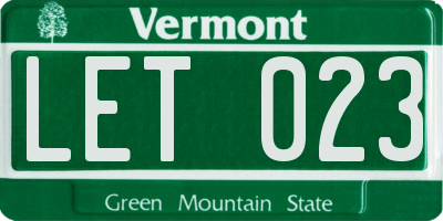 VT license plate LET023
