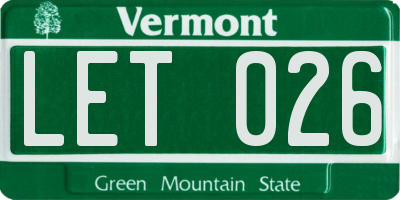 VT license plate LET026