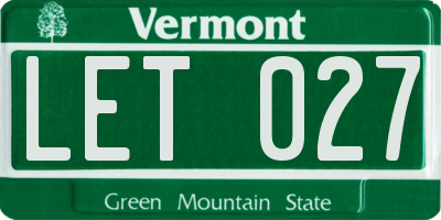 VT license plate LET027