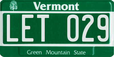 VT license plate LET029