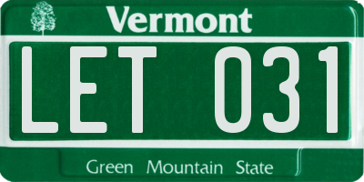 VT license plate LET031
