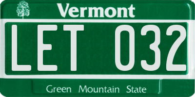 VT license plate LET032