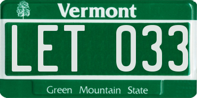 VT license plate LET033