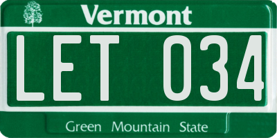 VT license plate LET034