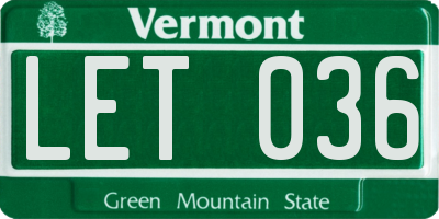 VT license plate LET036