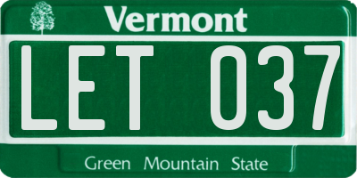 VT license plate LET037